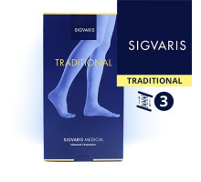 Чулки до паха на резинке, Sigvaris Traditional натуральный каучук, серия 504, класс компрессии 3, открытый мысок