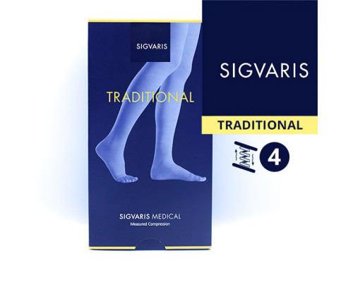 Чулки до середины бедра на манжете Sigvaris Traditional натуральный каучук, серия 505, компрессия 4, открытый мысок